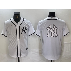 Men New York Yankees White Team Big Logo Cool Base Stitched Baseball Jersey 9