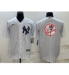 Men New York Yankees White Team Big Logo Cool Base Stitched Baseball Jersey