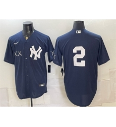Men New York Yankees x KAWS  2 Derek Jeter Navy Stadium Stitched Baseball Jersey