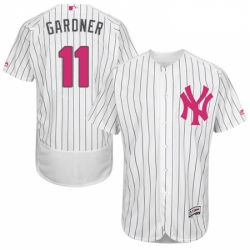 Mens Majestic New York Yankees 11 Brett Gardner Authentic White 2016 Mothers Day Fashion Flex Base MLB Jersey