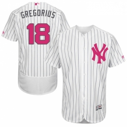 Mens Majestic New York Yankees 18 Didi Gregorius Authentic White 2016 Mothers Day Fashion Flex Base Jersey 