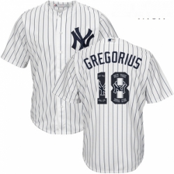 Mens Majestic New York Yankees 18 Didi Gregorius Authentic White Team Logo Fashion MLB Jersey