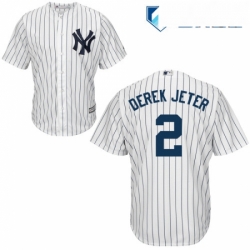 Mens Majestic New York Yankees 2 Derek Jeter Replica White Home MLB Jersey