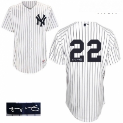 Mens Majestic New York Yankees 22 Jacoby Ellsbury Authentic White Home Autographed MLB Jersey