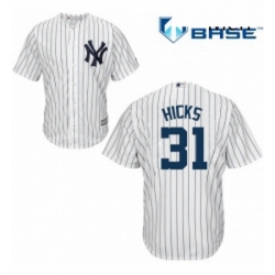 Mens Majestic New York Yankees 31 Aaron Hicks Replica White Home MLB Jersey