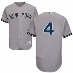 Mens Majestic New York Yankees 4 Lou Gehrig Grey Road Flex Base Authentic Collection MLB Jersey