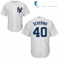 Mens Majestic New York Yankees 40 Luis Severino Replica White Home MLB Jersey 