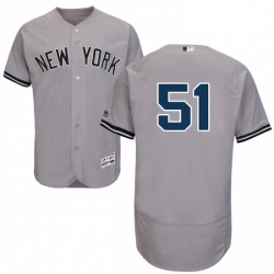 Mens Majestic New York Yankees 51 Bernie Williams Grey Road Flex Base Authentic Collection MLB Jersey