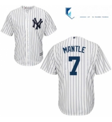 Mens Majestic New York Yankees 7 Mickey Mantle Replica White Home MLB Jersey