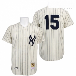 Mens Mitchell and Ness 1969 New York Yankees 15 Thurman Munson Authentic Cream Throwback MLB Jersey