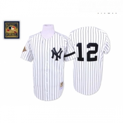 Mens Mitchell and Ness New York Yankees 12 Wade Boggs Replica White Throwback MLB Jersey