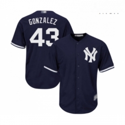 Mens New York Yankees 43 Gio Gonzalez Replica Navy Blue Alternate Baseball Jersey 