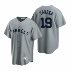 Mens Nike New York Yankees 19 Masahiro Tanaka Gray Cooperstown Collection Road Stitched Baseball Jerse