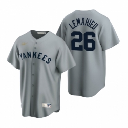 Mens Nike New York Yankees 26 DJ LeMahieu Gray Cooperstown Collection Road Stitched Baseball Jersey