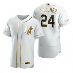 New York Yankees 24 Gary Sanchez White Nike Mens Authentic Golden Edition MLB Jersey