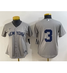 Women New York Yankees  3 Babe Ruth Grey Cool Base Stitched Baseball Jersey