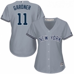 Womens Majestic New York Yankees 11 Brett Gardner Authentic Grey Road MLB Jersey