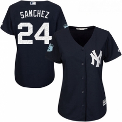 Womens Majestic New York Yankees 24 Gary Sanchez Authentic Navy Blue 2017 Spring Training Cool BaseMLB Jersey