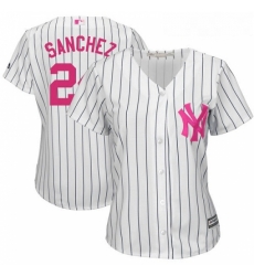 Womens Majestic New York Yankees 24 Gary Sanchez Replica White Mothers Day Cool Base MLB Jersey