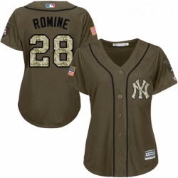 Womens Majestic New York Yankees 28 Austin Romine Replica Green Salute to Service MLB Jersey