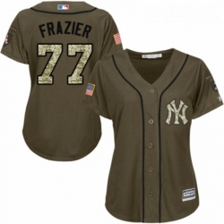 Womens Majestic New York Yankees 77 Clint Frazier Authentic Green Salute to Service MLB Jersey 