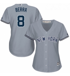 Womens Majestic New York Yankees 8 Yogi Berra Authentic Grey Road MLB Jersey