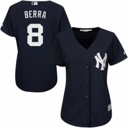 Womens Majestic New York Yankees 8 Yogi Berra Replica Navy Blue Alternate MLB Jersey