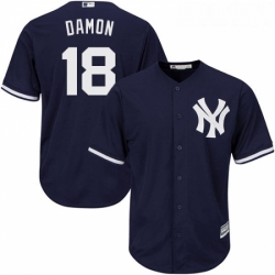 Youth Majestic New York Yankees 18 Johnny Damon Authentic Navy Blue Alternate MLB Jersey