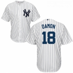 Youth Majestic New York Yankees 18 Johnny Damon Authentic White Home MLB Jersey