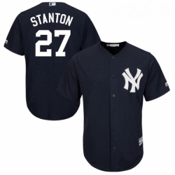 Youth Majestic New York Yankees 27 Giancarlo Stanton Replica Navy Blue Alternate MLB Jersey 