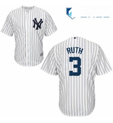 Youth Majestic New York Yankees 3 Babe Ruth Authentic White Home MLB Jersey