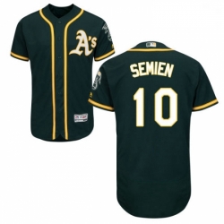 Mens Majestic Oakland Athletics 10 Marcus Semien Green Alternate Flex Base Authentic Collection MLB Jersey 