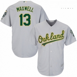 Mens Majestic Oakland Athletics 13 Bruce Maxwell Replica Grey Road Cool Base MLB Jersey 