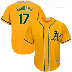 Mens Majestic Oakland Athletics 17 Glenn Hubbard Replica Gold Alternate 2 Cool Base MLB Jersey