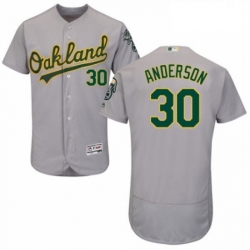 Mens Majestic Oakland Athletics 30 Brett Anderson Grey Road Flex Base Authentic Collection MLB Jersey