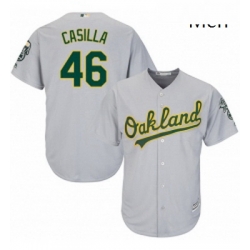 Mens Majestic Oakland Athletics 46 Santiago Casilla Replica Grey Road Cool Base MLB Jersey