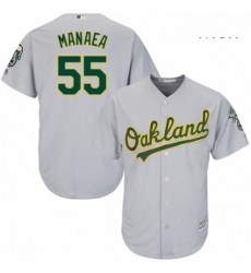 Mens Majestic Oakland Athletics 55 Sean Manaea Replica Grey Road Cool Base MLB Jersey 