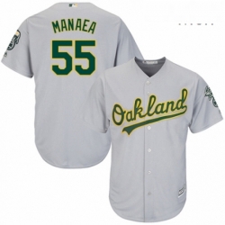 Mens Majestic Oakland Athletics 55 Sean Manaea Replica Grey Road Cool Base MLB Jersey 