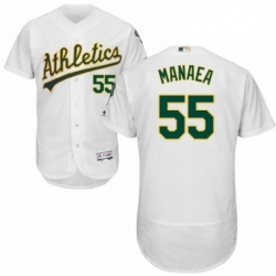 Mens Majestic Oakland Athletics 55 Sean Manaea White Home Flex Base Authentic Collection MLB Jersey