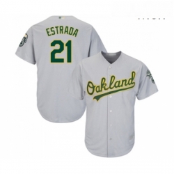 Mens Oakland Athletics 21 Marco Estrada Replica Grey Road Cool Base Baseball Jersey 