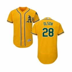 Mens Oakland Athletics 28 Matt Olson Gold Alternate Flex Base Authentic Collection Baseball Jersey