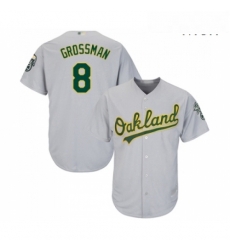 Mens Oakland Athletics 8 Robbie Grossman Replica Grey Road Cool Base Baseball Jersey 