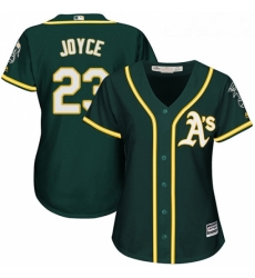 Womens Majestic Oakland Athletics 23 Matt Joyce Authentic Green Alternate 1 Cool Base MLB Jersey