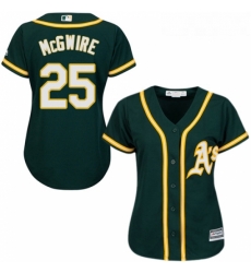 Womens Majestic Oakland Athletics 25 Mark McGwire Authentic Green Alternate 1 Cool Base MLB Jersey