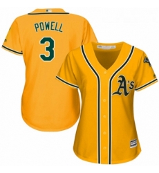 Womens Majestic Oakland Athletics 3 Boog Powell Replica Gold Alternate 2 Cool Base MLB Jersey 