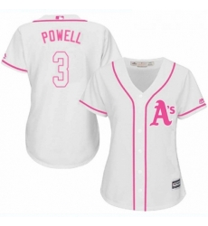 Womens Majestic Oakland Athletics 3 Boog Powell Replica White Fashion Cool Base MLB Jersey 