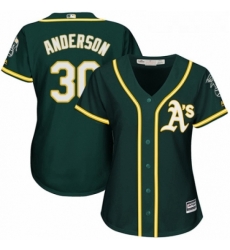 Womens Majestic Oakland Athletics 30 Brett Anderson Replica Green Alternate 1 Cool Base MLB Jersey 