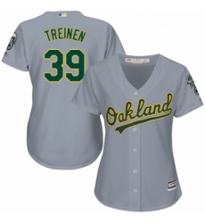 Womens Majestic Oakland Athletics 39 Blake Treinen Authentic Grey Road Cool Base MLB Jersey 