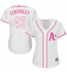 Womens Majestic Oakland Athletics 43 Dennis Eckersley Authentic White Fashion Cool Base MLB Jersey