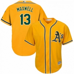 Youth Majestic Oakland Athletics 13 Bruce Maxwell Replica Gold Alternate 2 Cool Base MLB Jersey 